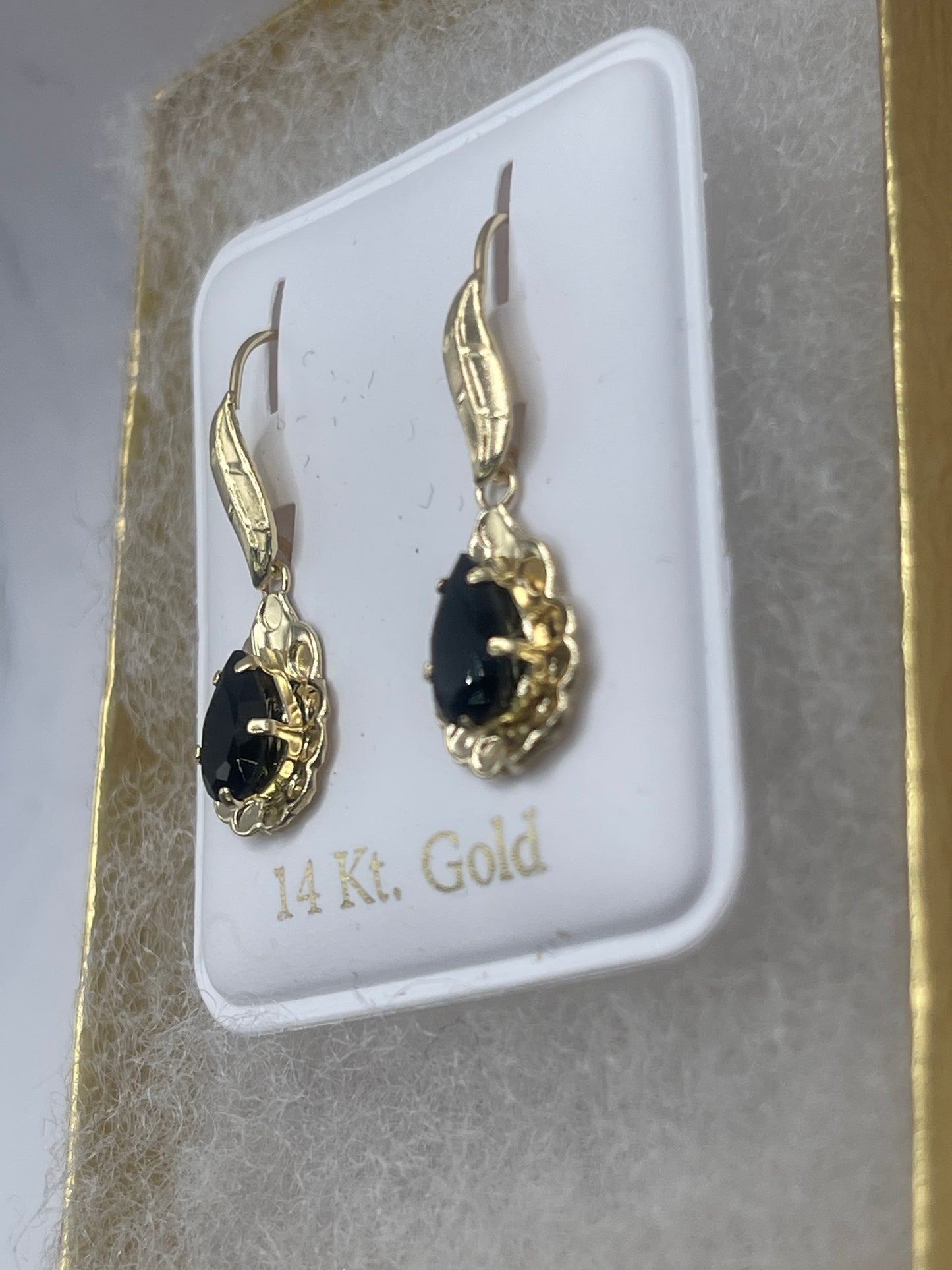 Black Hanging Earrings 14k