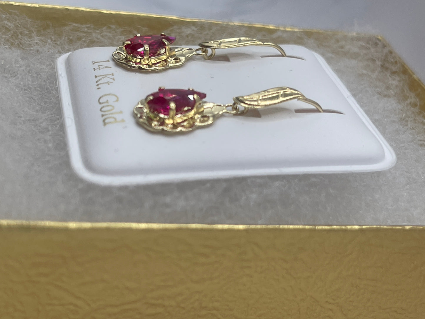 Ruby Hanging Earrings 14k
