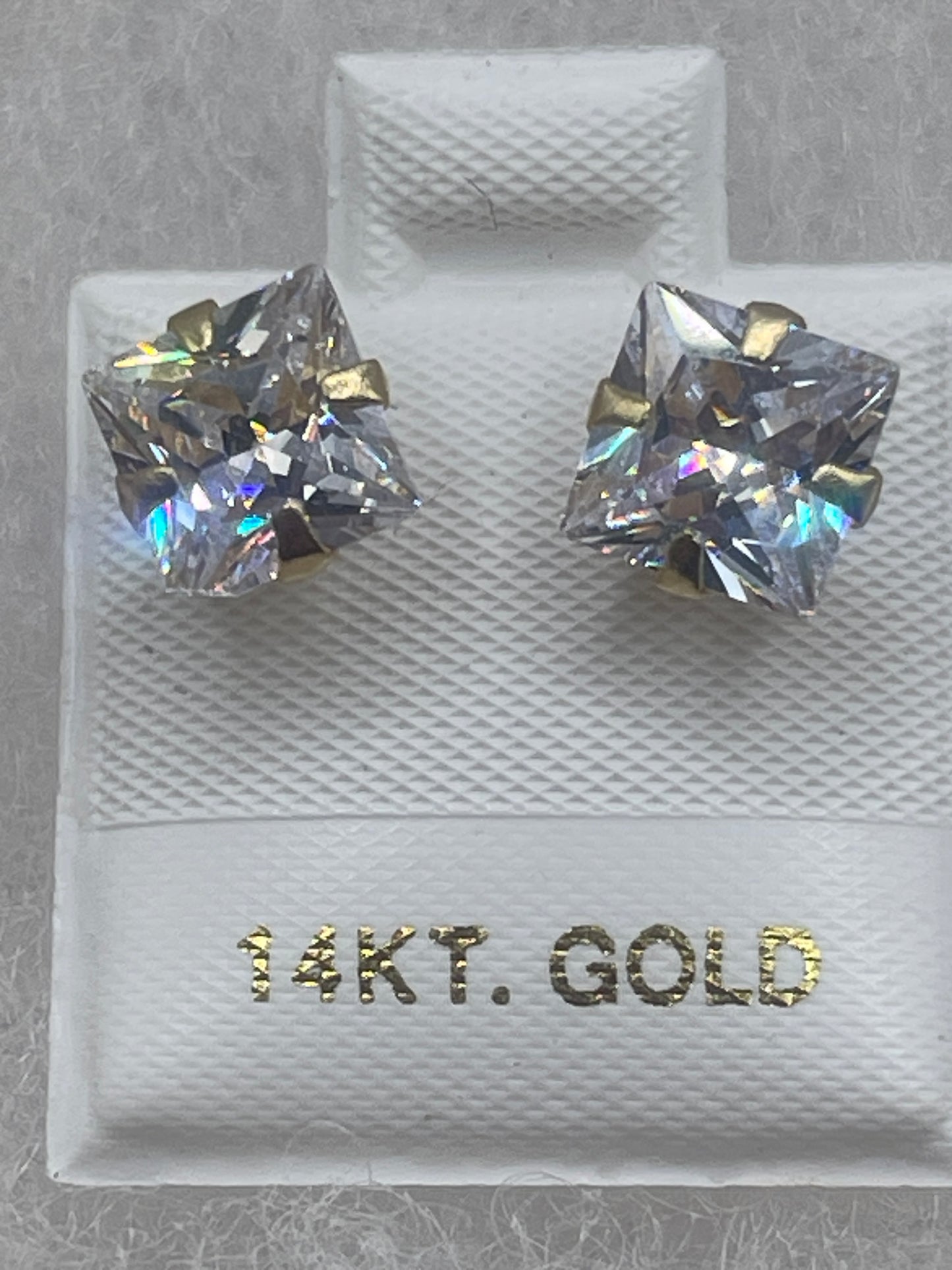 Square Cz Stud Earrings 14k