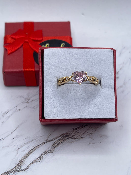 Heart Cz Pink Ring 14k