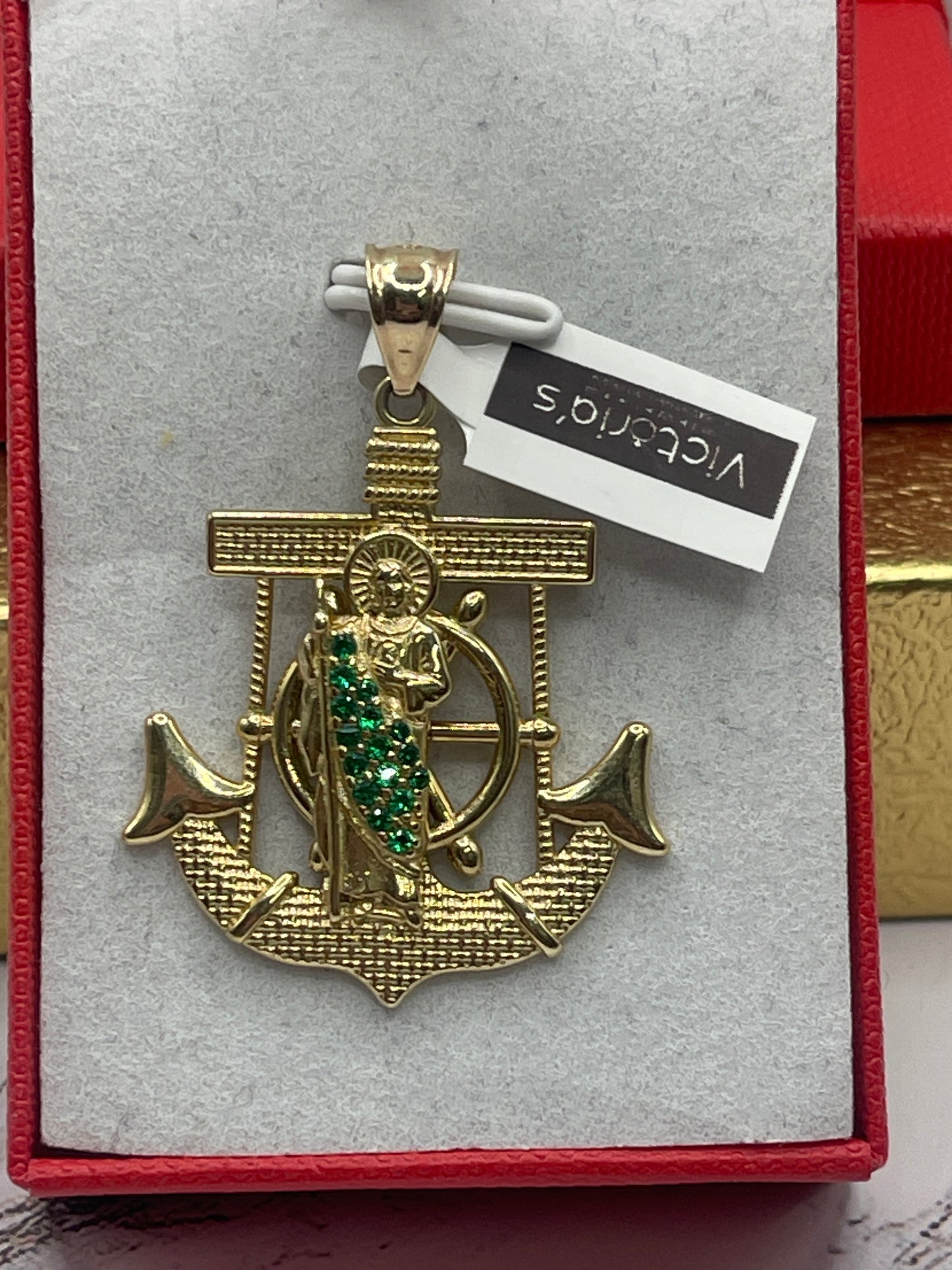 Anchor San Judas Cz Pendent 14k