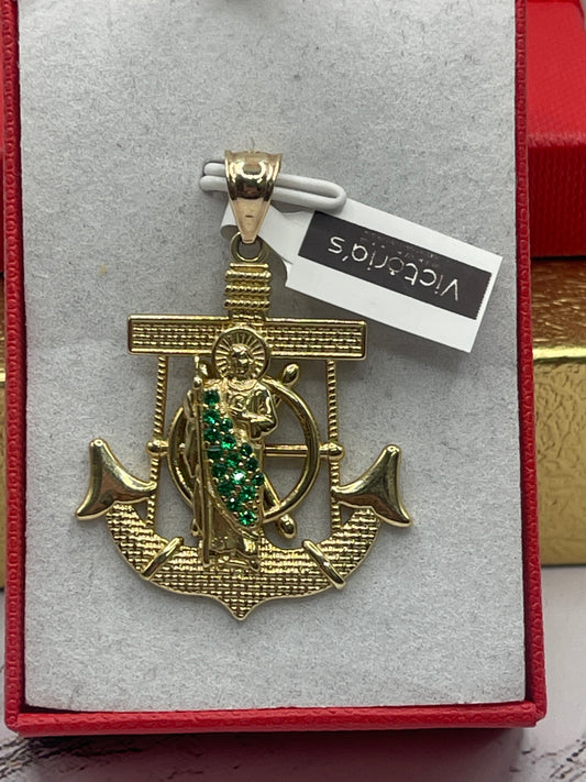 Anchor San Judas Cz Pendent 14k