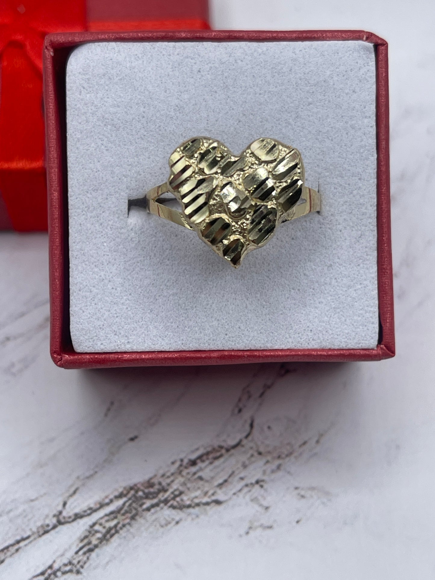 Med Heart Nugget Ring 10k