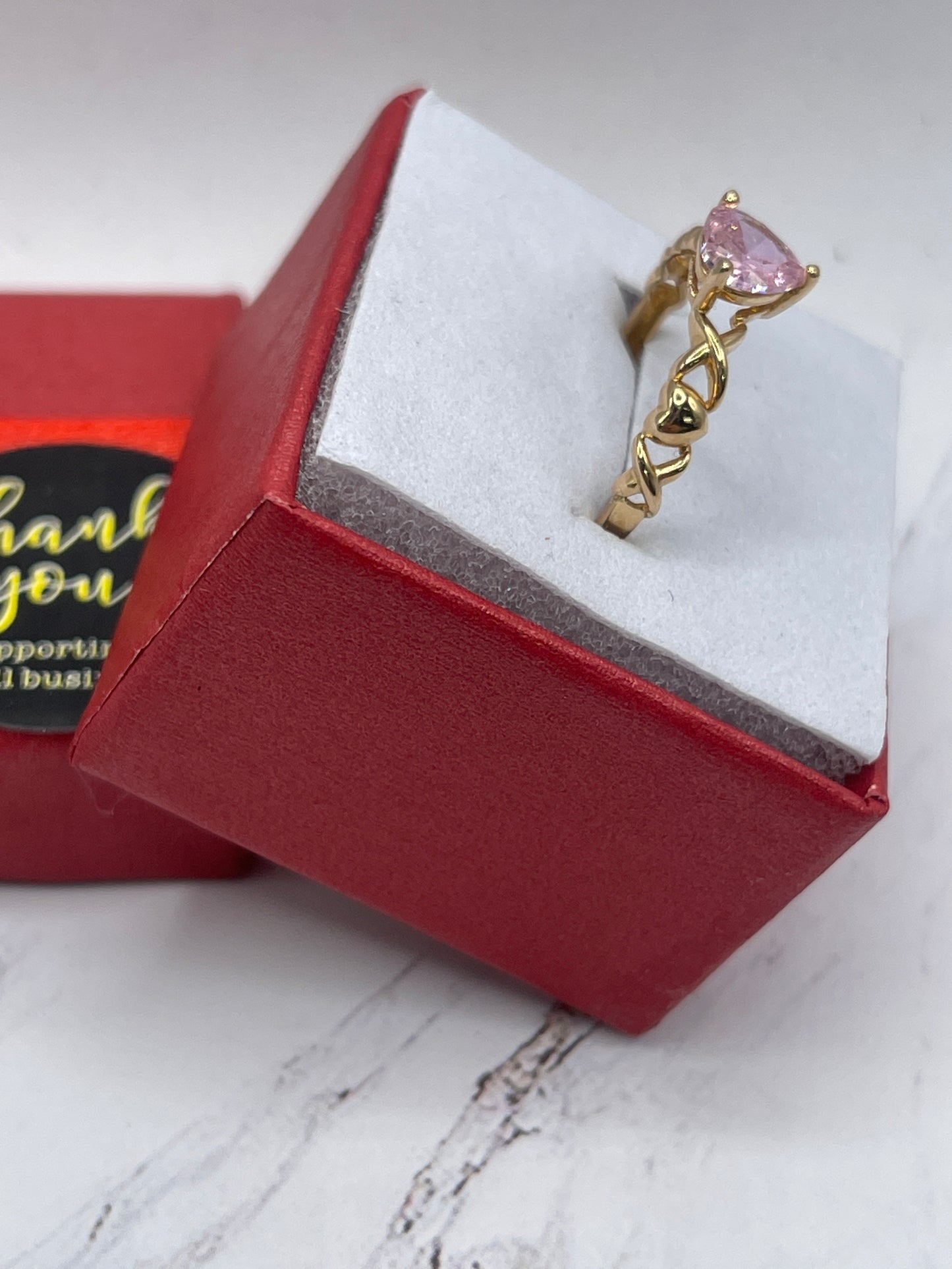 Heart Cz Pink Ring 14k