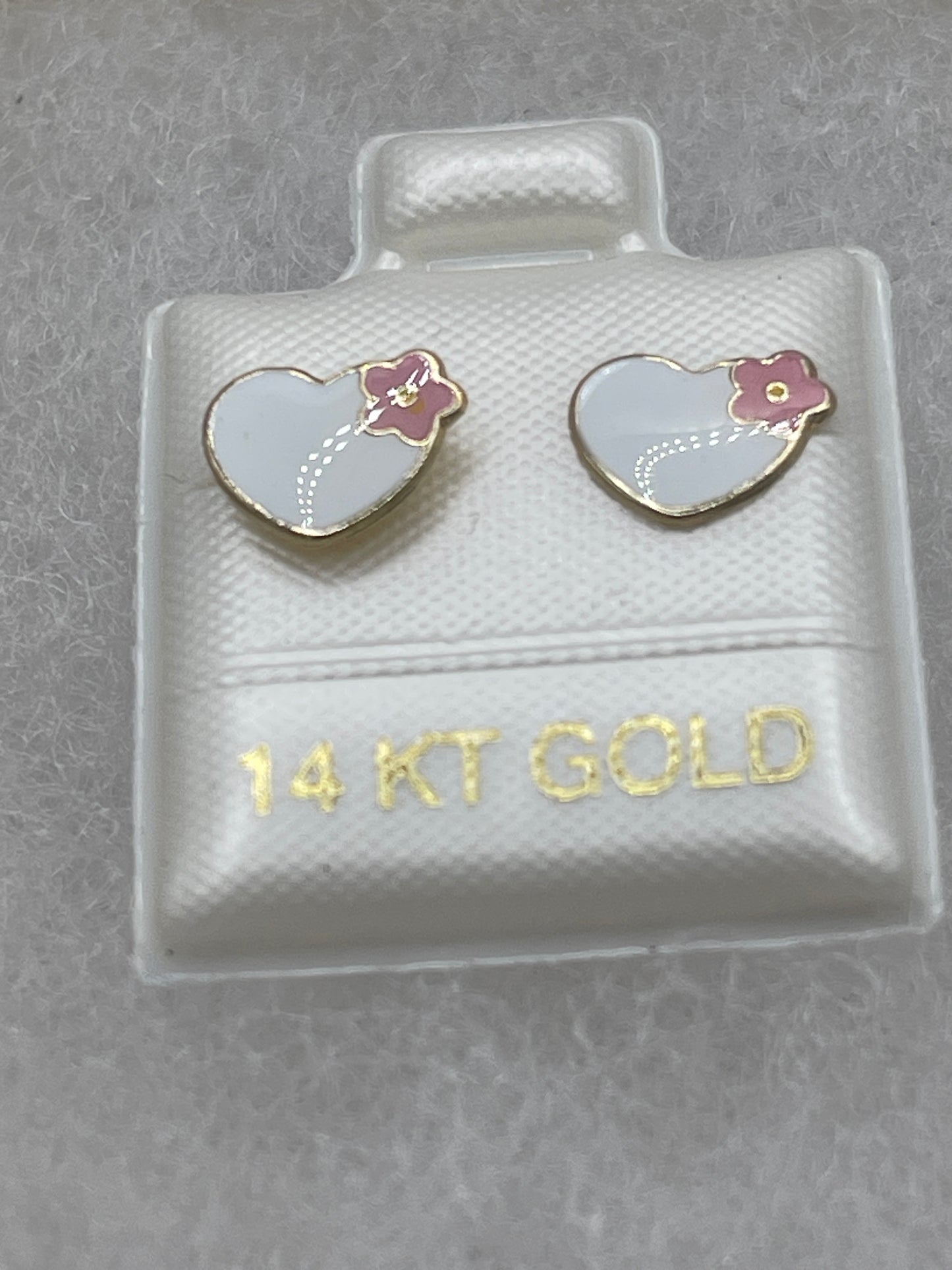 Heart Flower Earrings 14k
