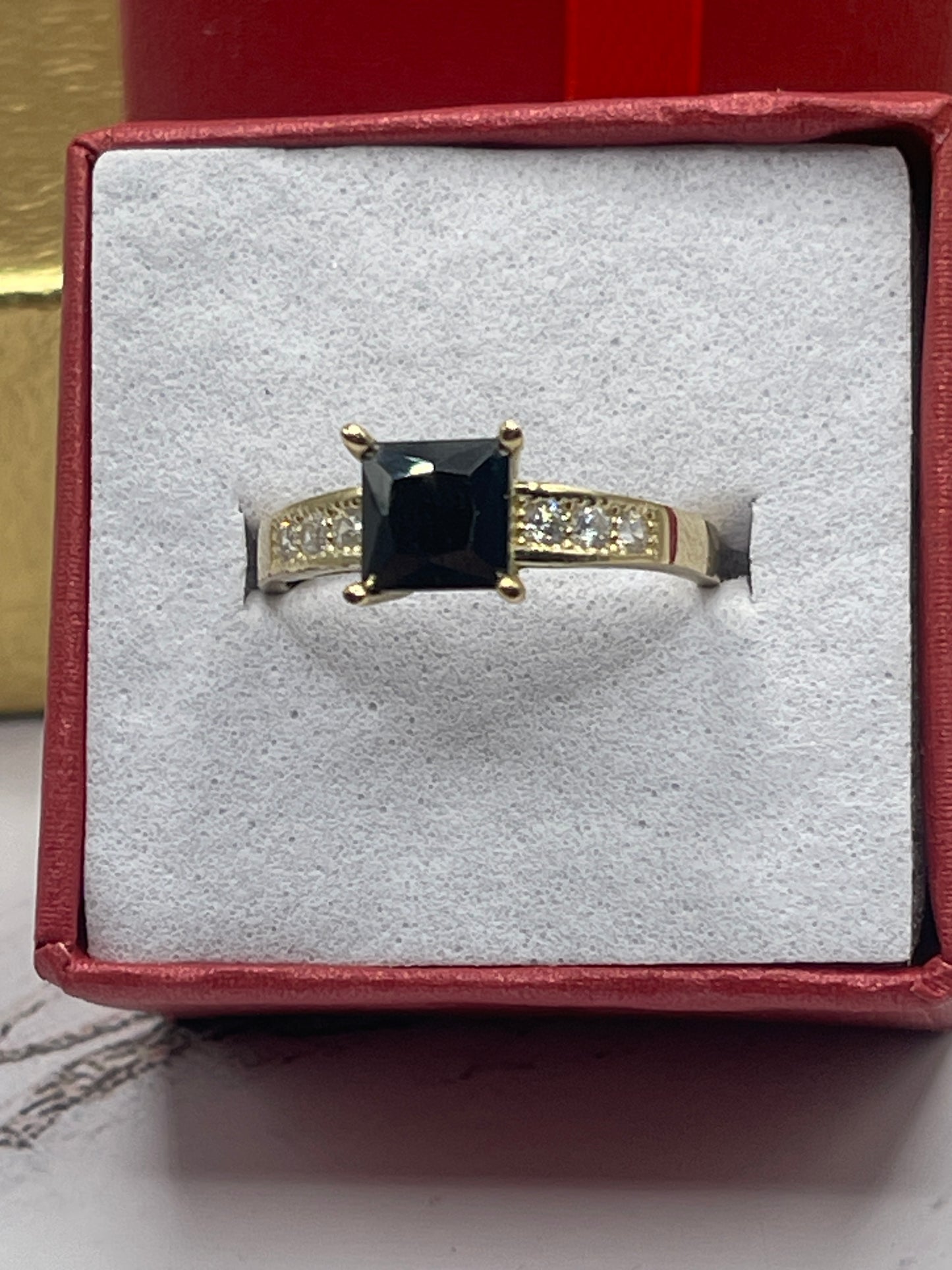 Black Cz Princess Ring 10k