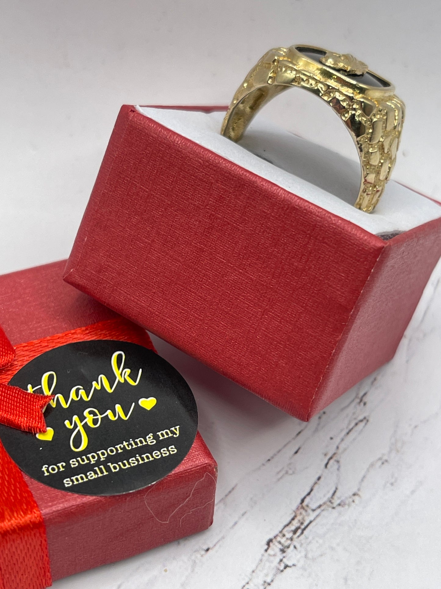 St Judas Onyx Men Ring 14k