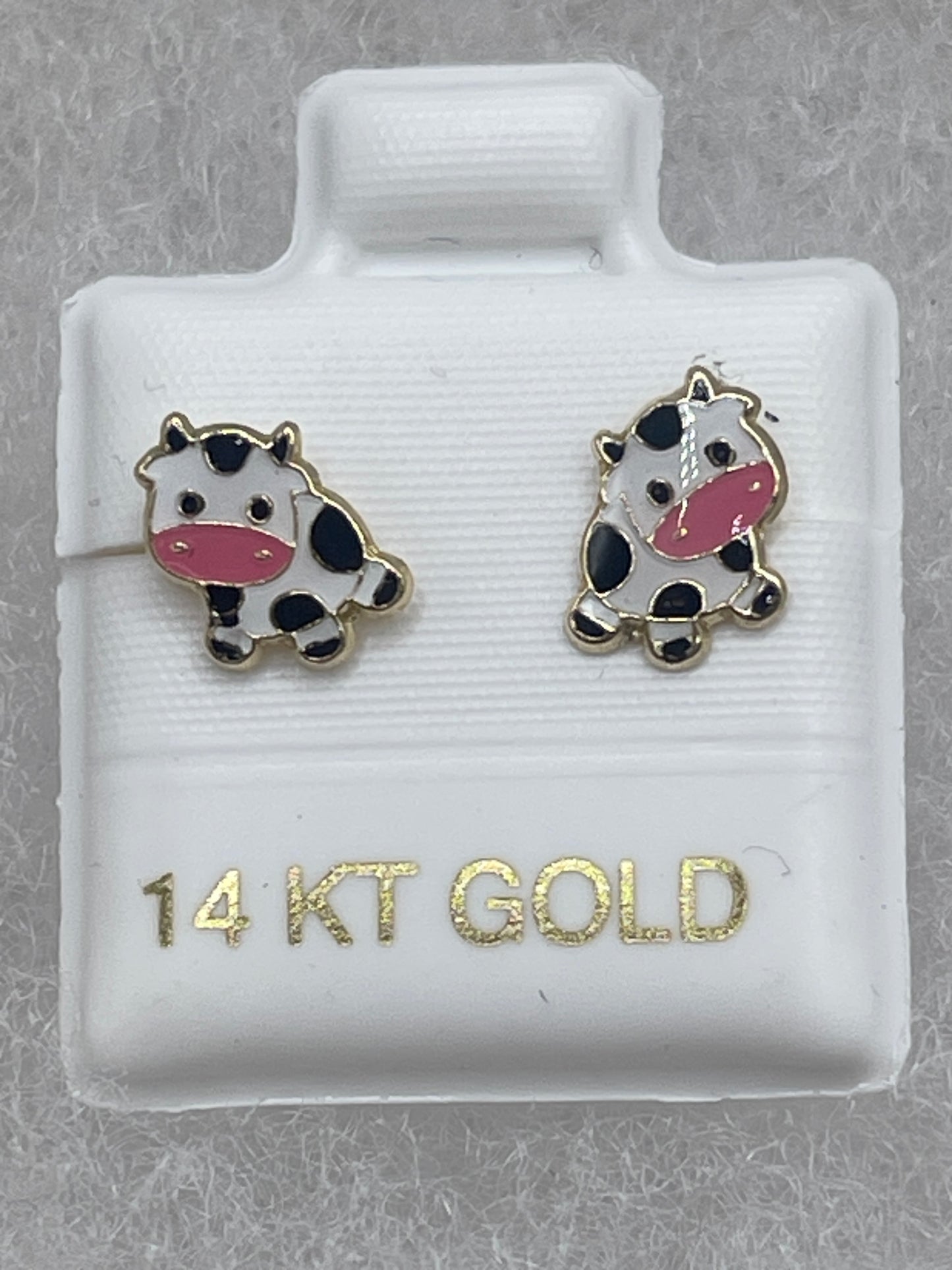 Cow Earrings 14k