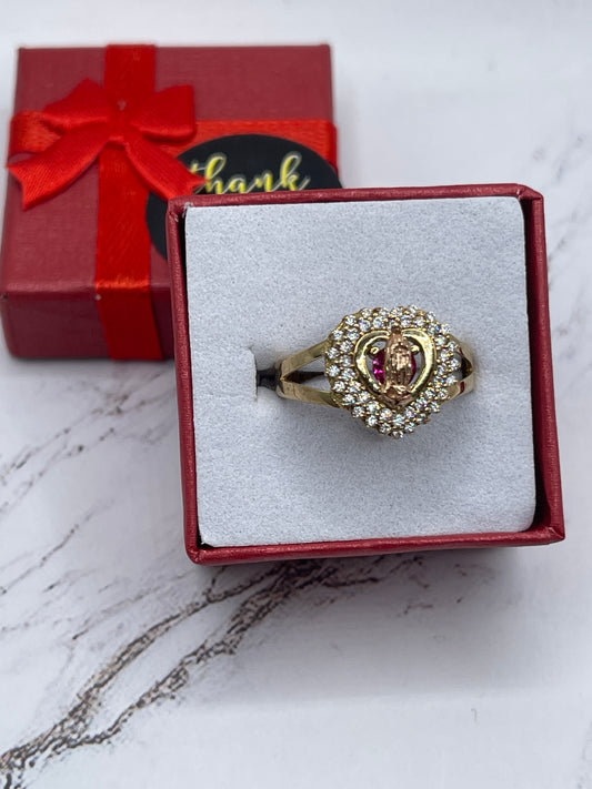 Virgen Heart Cz Ring 10k