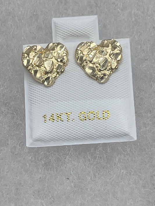 Heart Nugget Earrings 14k
