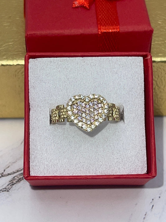 Heart Cz Pink Ring 10k