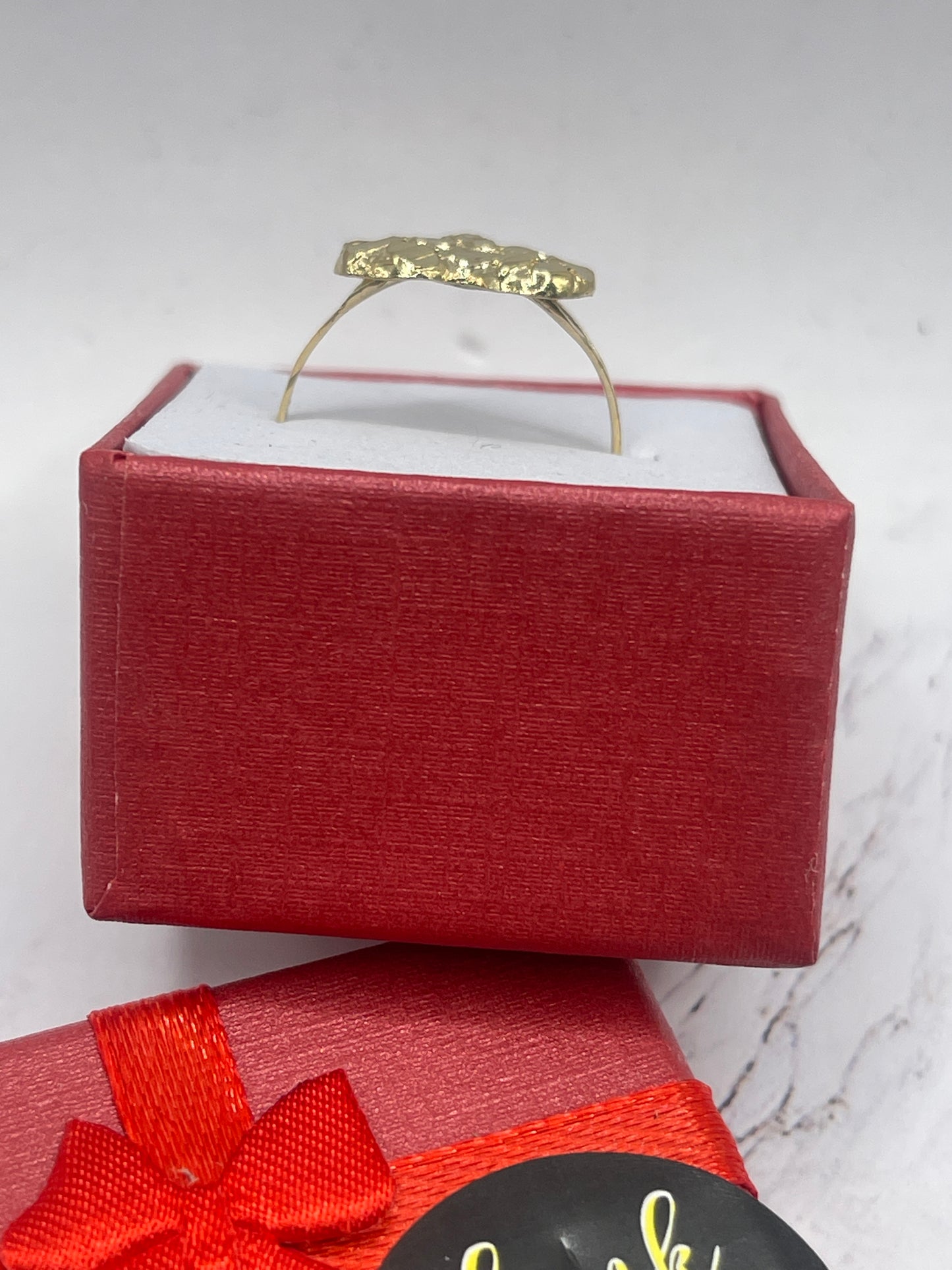 Med Heart Nugget Ring 10k