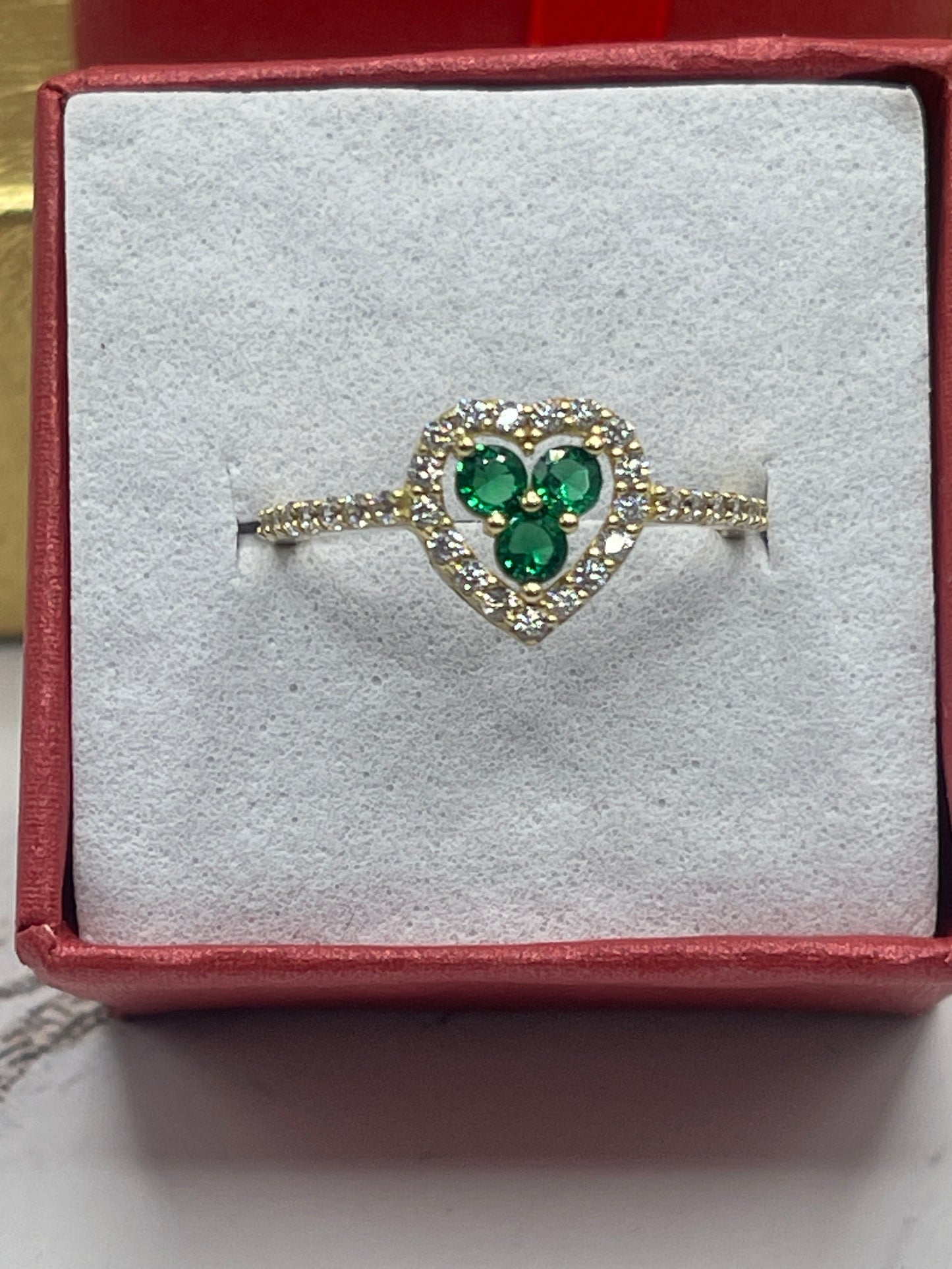 Heart Green Cz Ring 10k