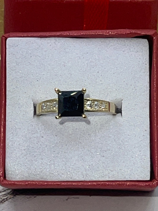 Black Cz Princess Ring 10k