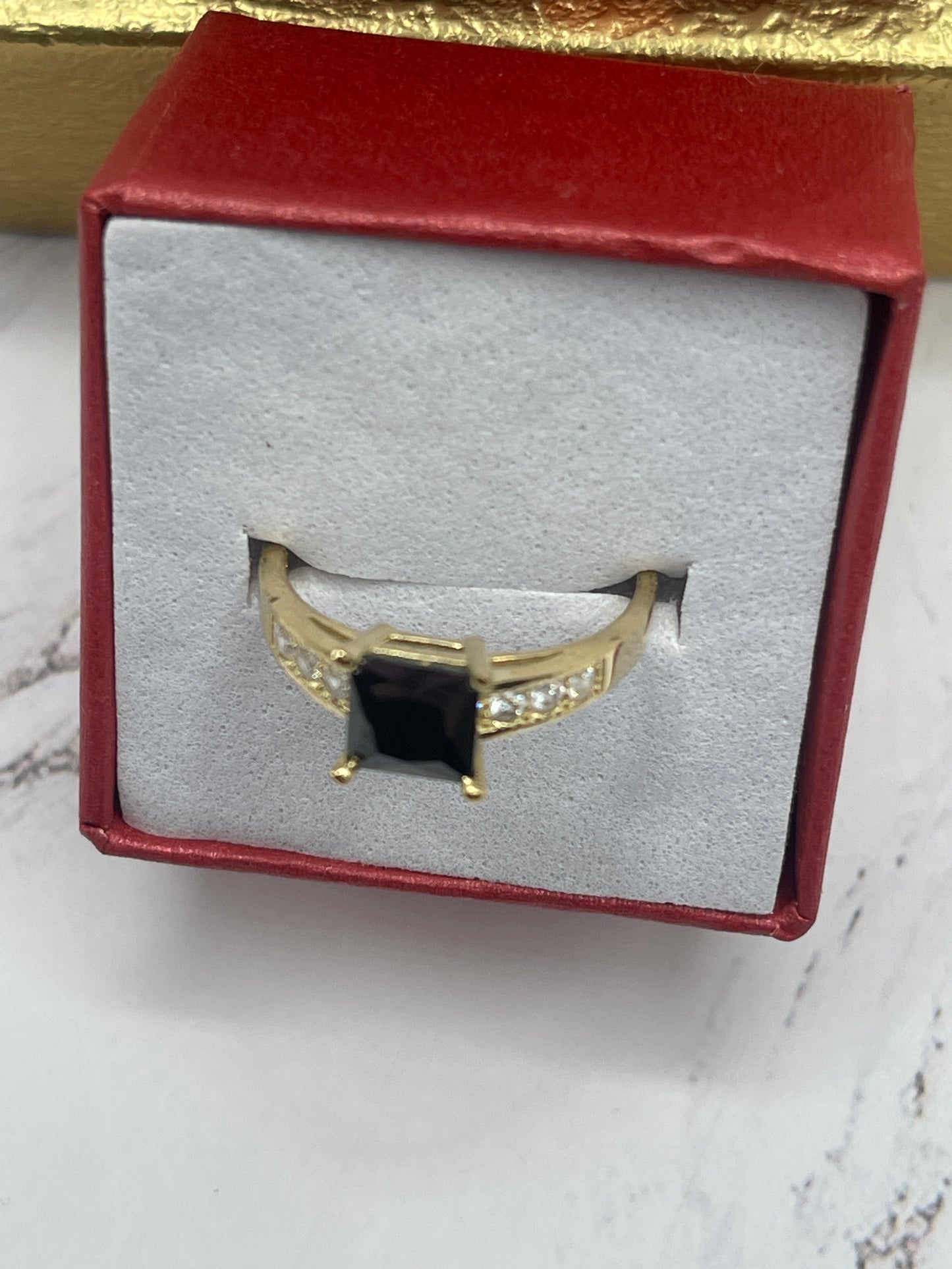Black Cz Princess Ring 10k