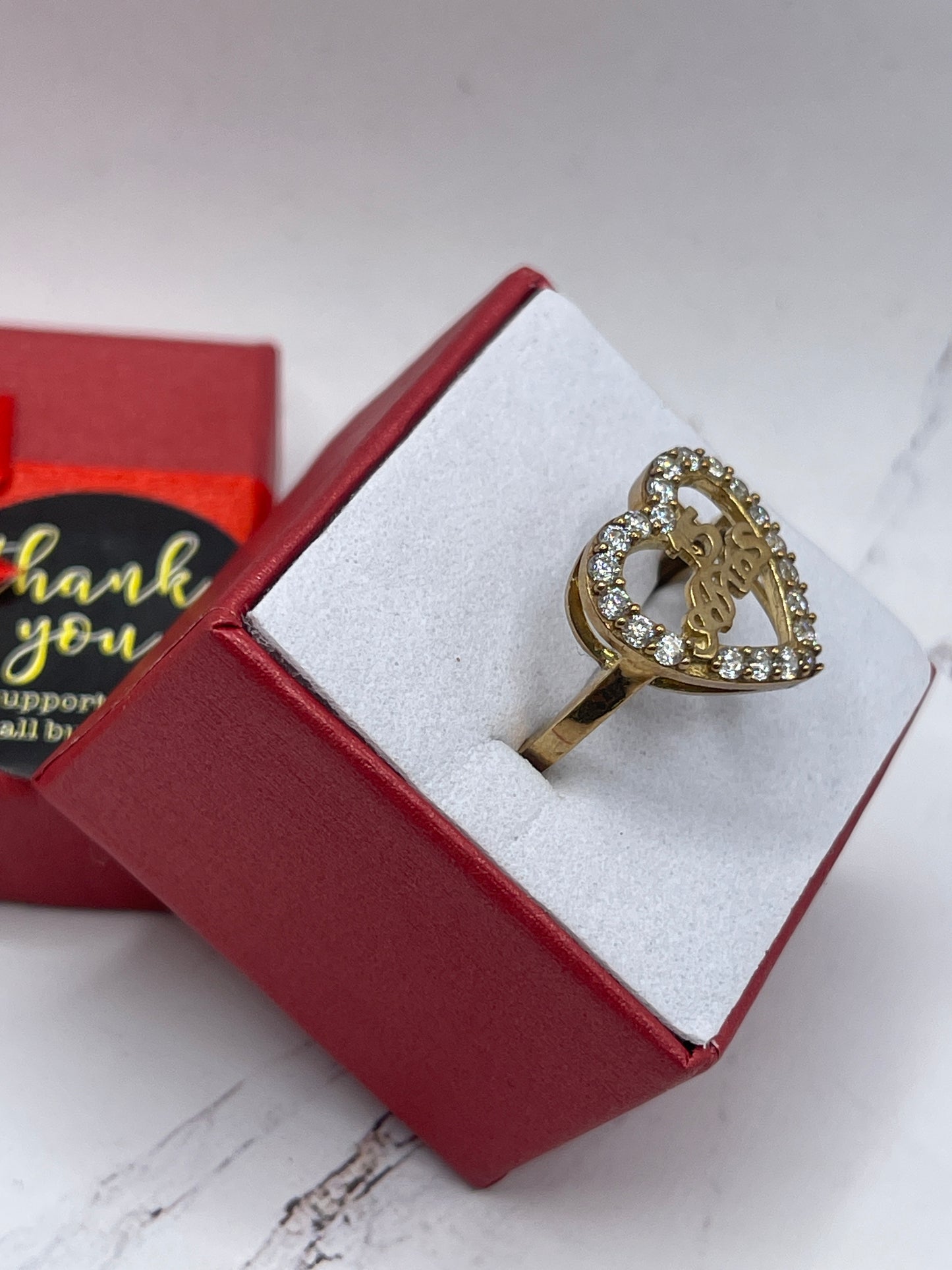 Heart 15 Años Cz Ring 10k