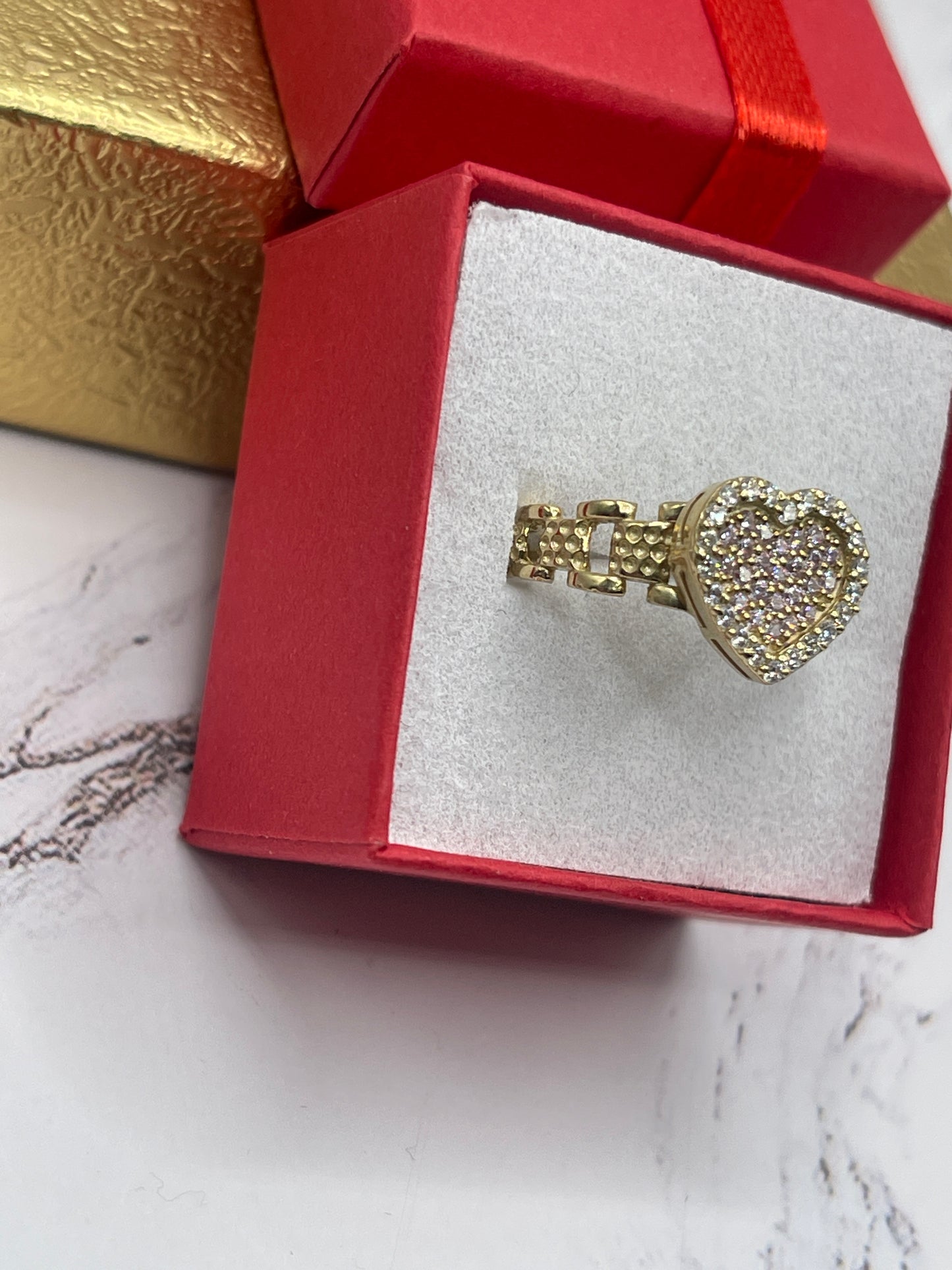 Heart Cz Pink Ring 10k