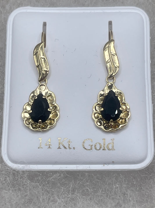 Black Hanging Earrings 14k