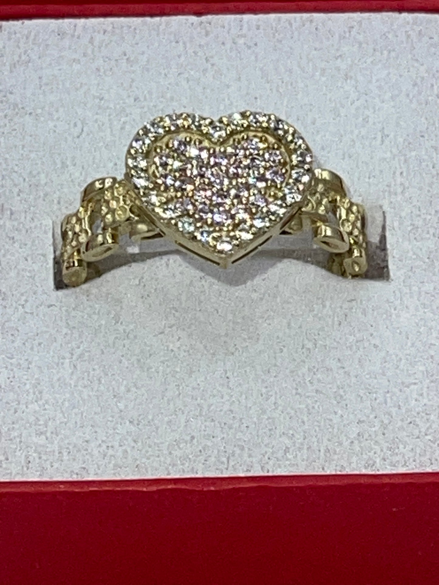 Heart Cz Pink Ring 10k