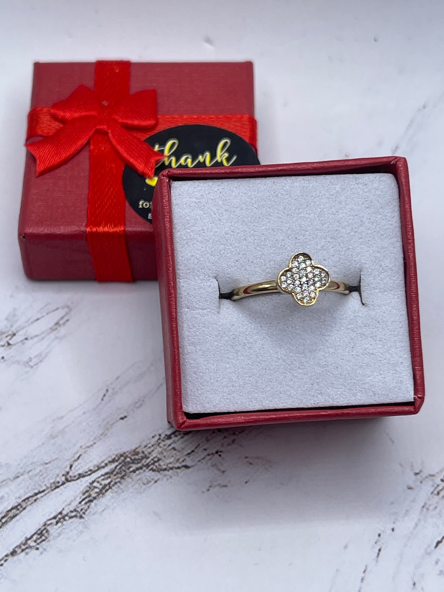 Clover Cz Ring 10k