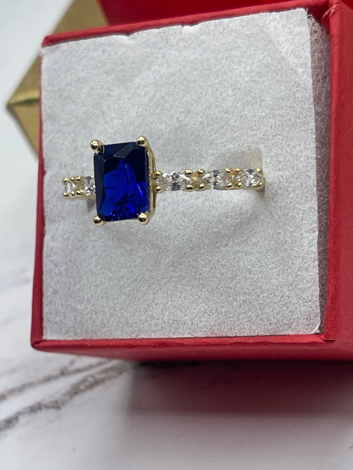Blue Cz Ring 14k
