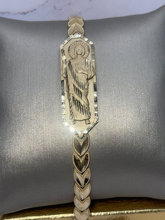 St Judas Plaque Bracelet 14k