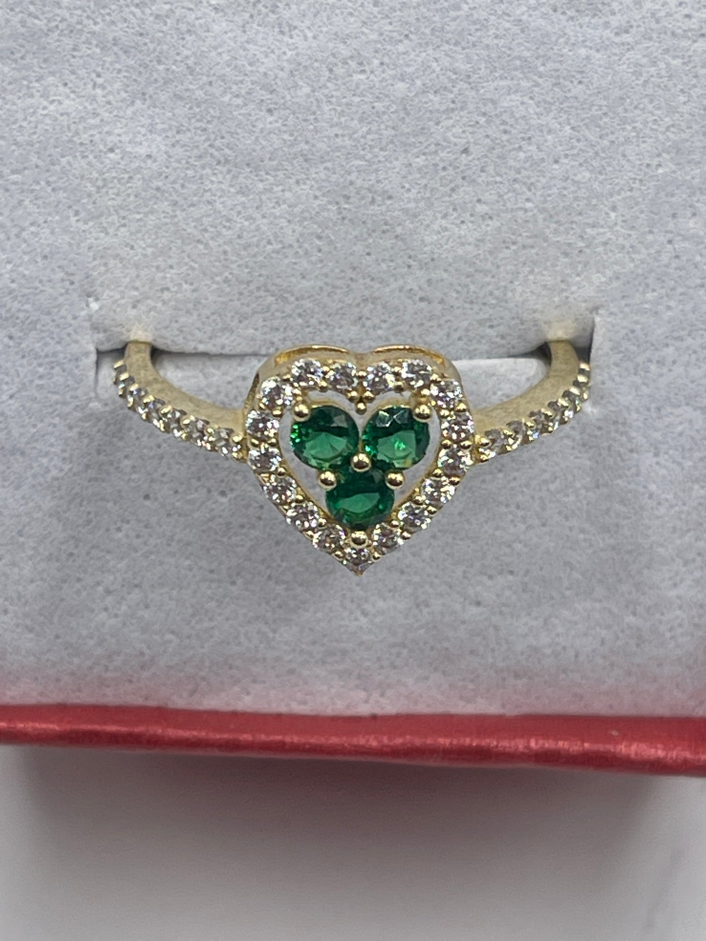 Heart Green Cz Ring 10k