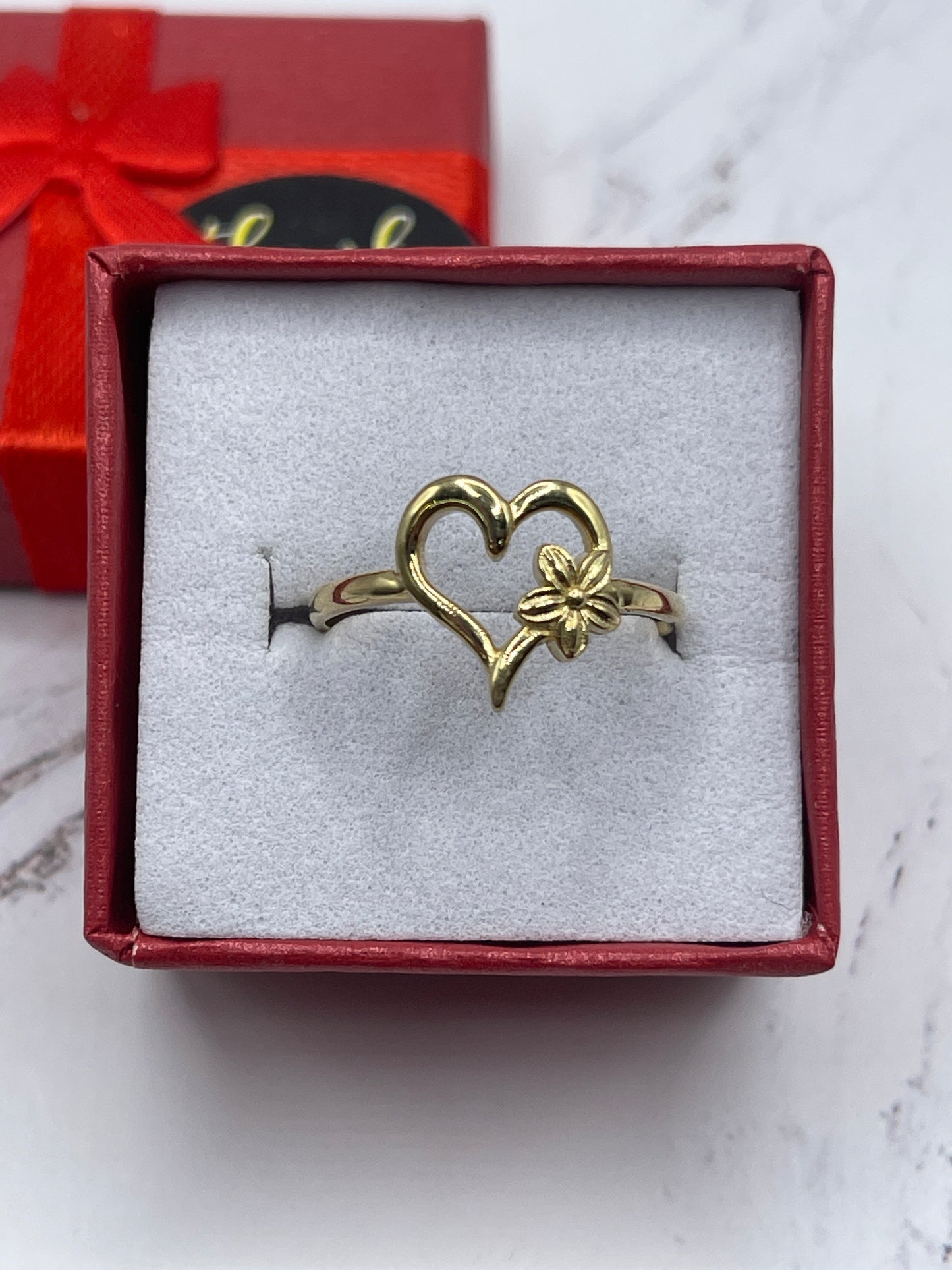Heart  Flower Ring 10k