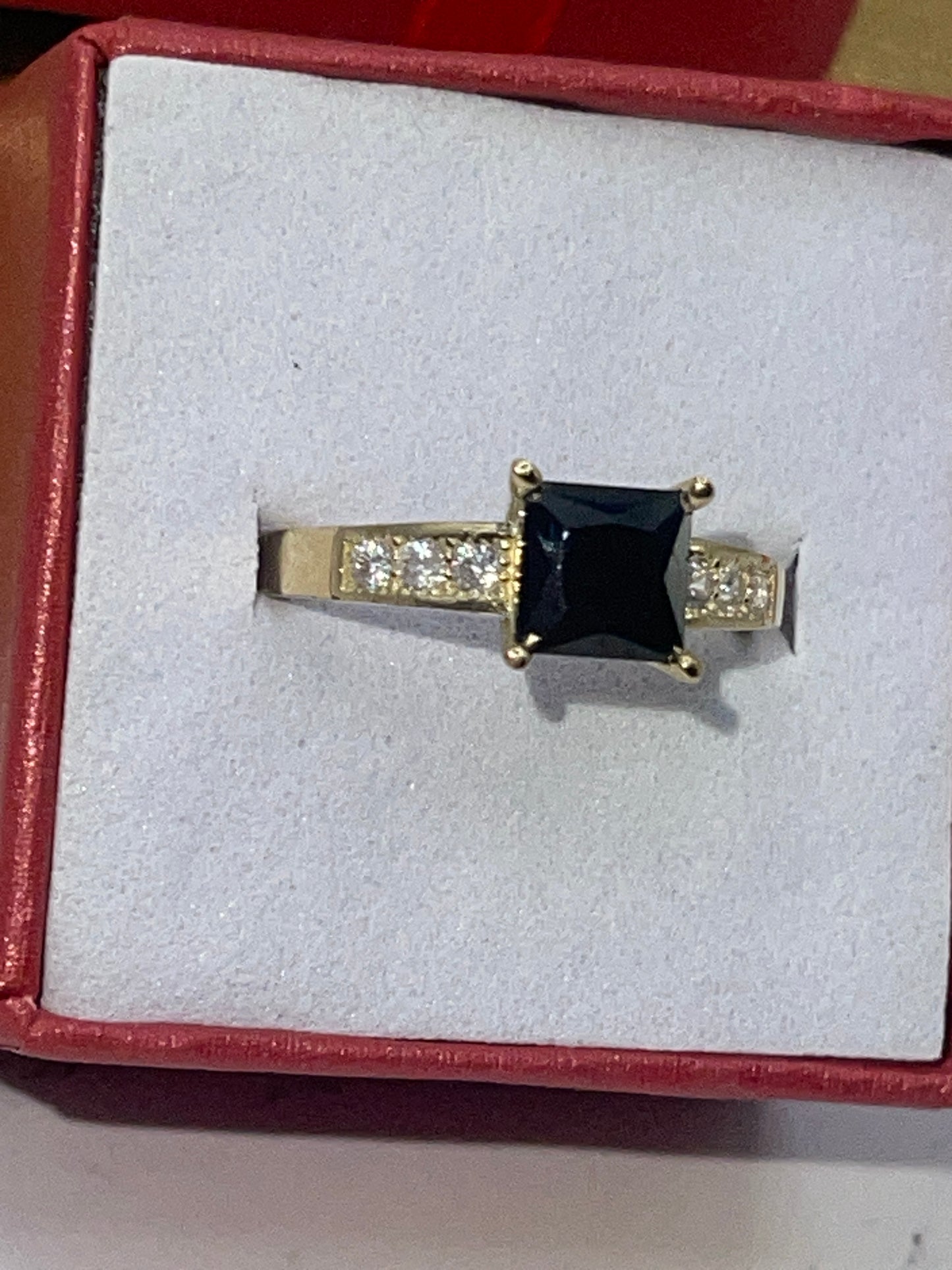 Black Cz Princess Ring 10k