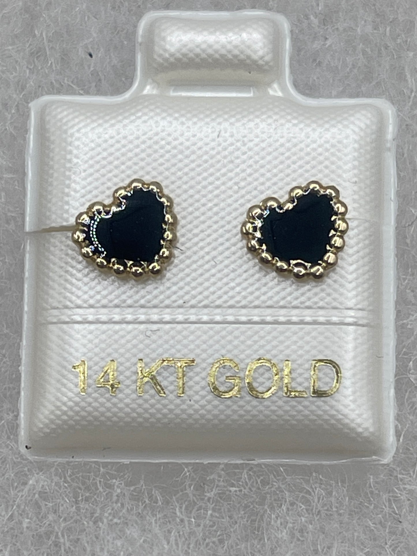Heart Black Earrings 14k