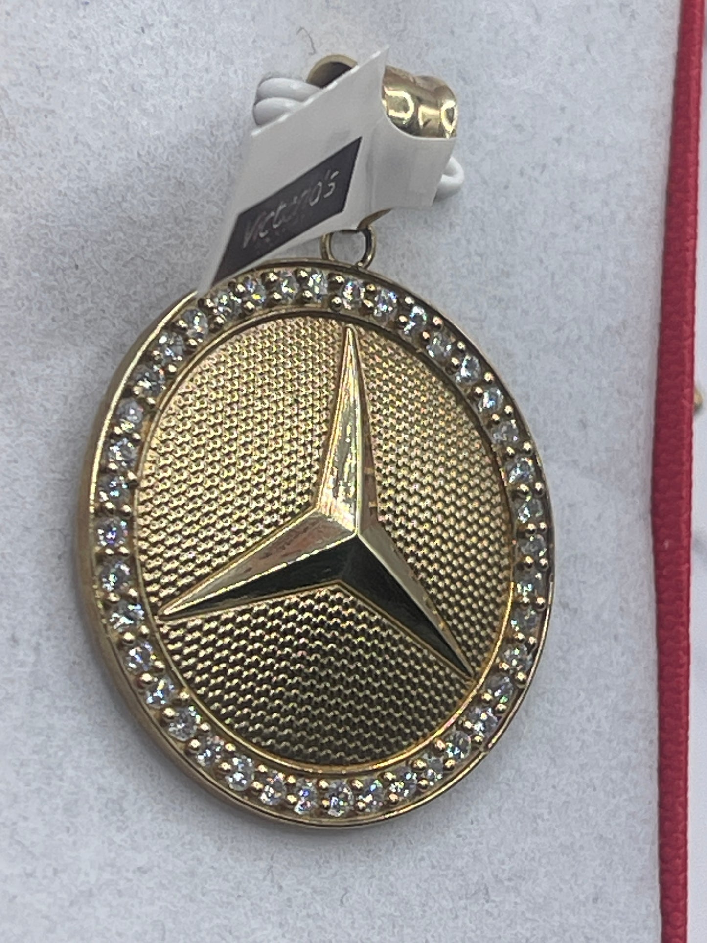 Mercedes Cz Medallion Pendent 10k