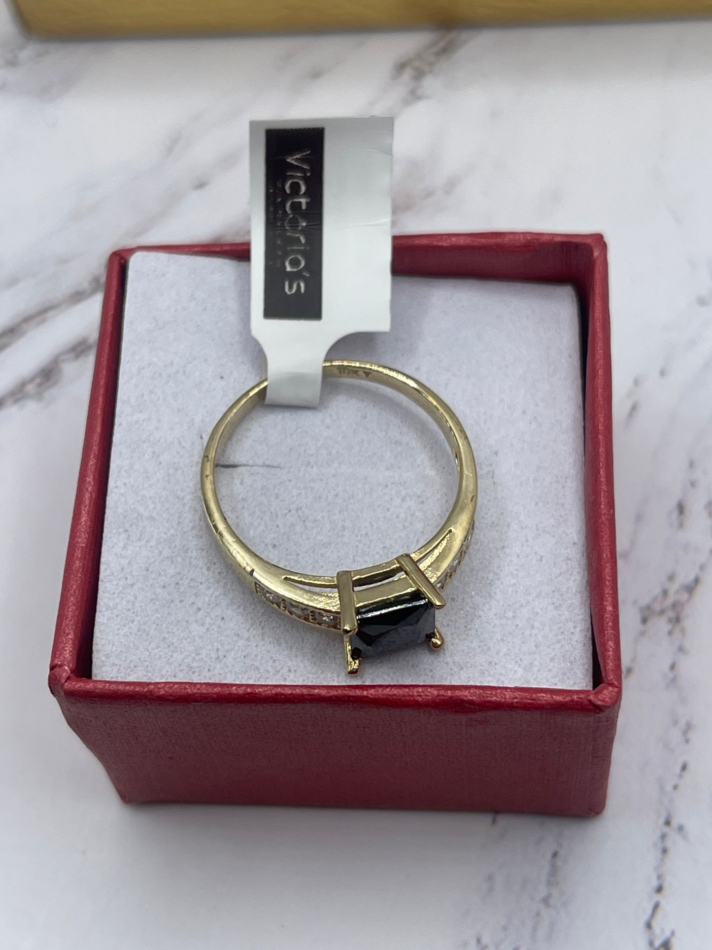 Black Cz Princess Ring 10k