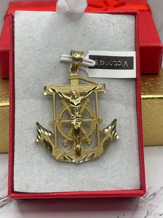 Anchor Jesus Cx Pendent 14k