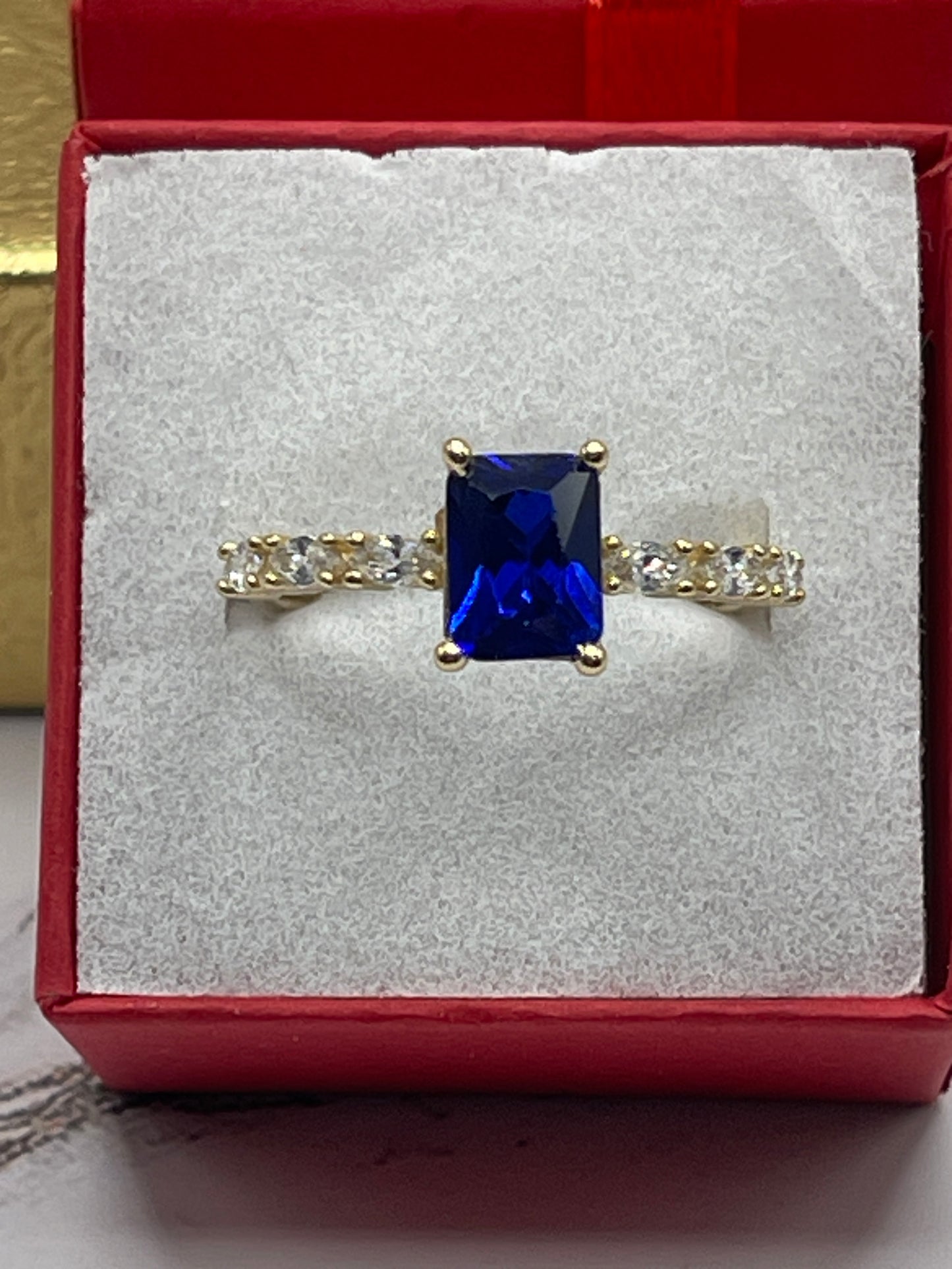 Blue Cz Ring 14k