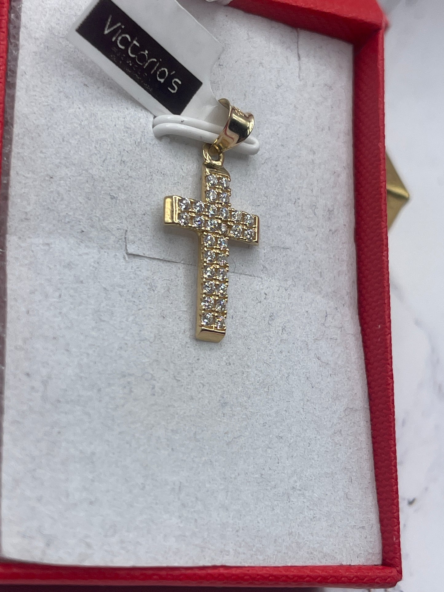 Cz Cross Pendent 14k
