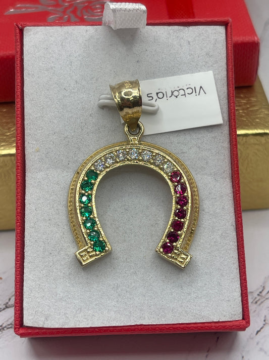 Horse Shoe Cz Pendent 14k