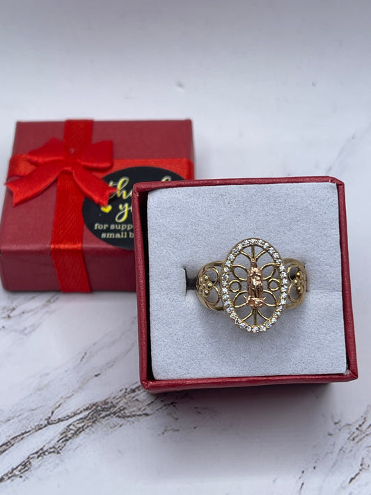 Virgen Oval Cz Ring 10k