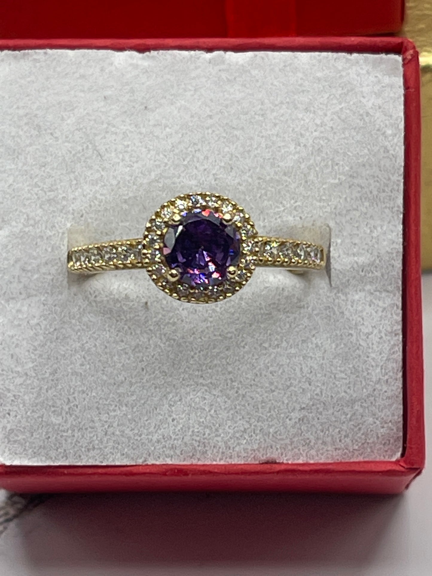 Circle Purple Cz Ring 10k