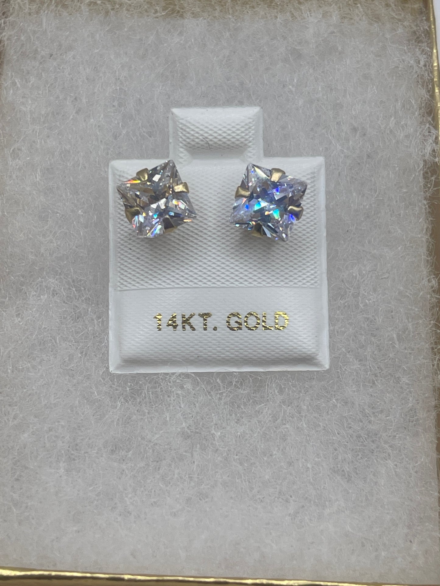 Square Cz Stud Earrings 14k