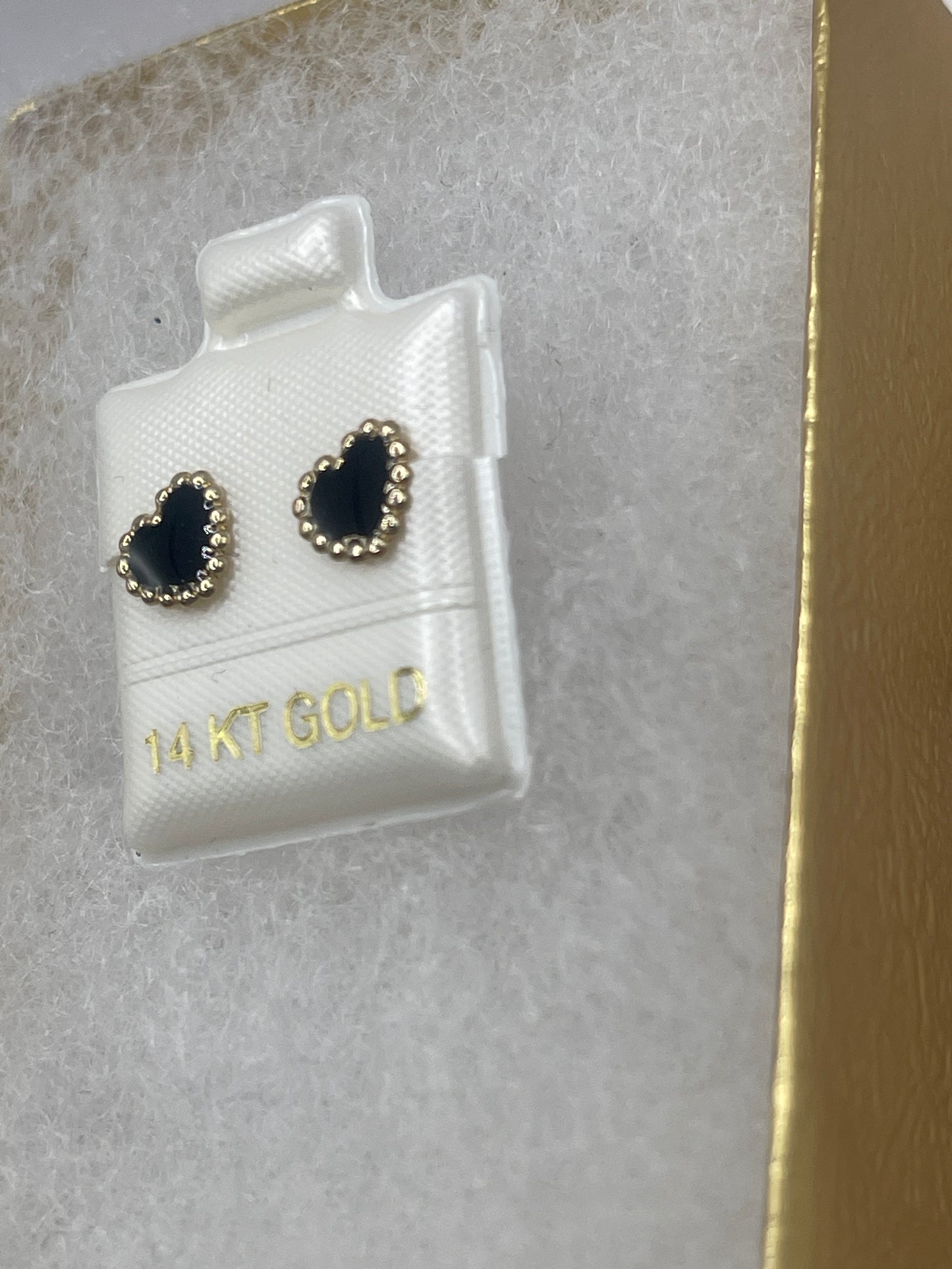 Heart Black Earrings 14k