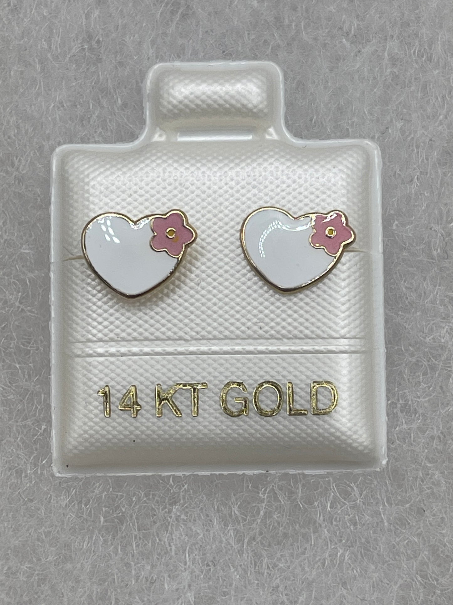 Heart Flower Earrings 14k