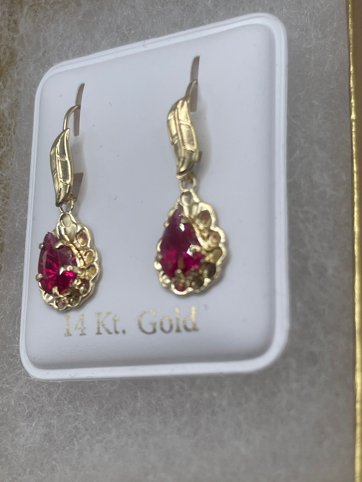 Ruby Hanging Earrings 14k