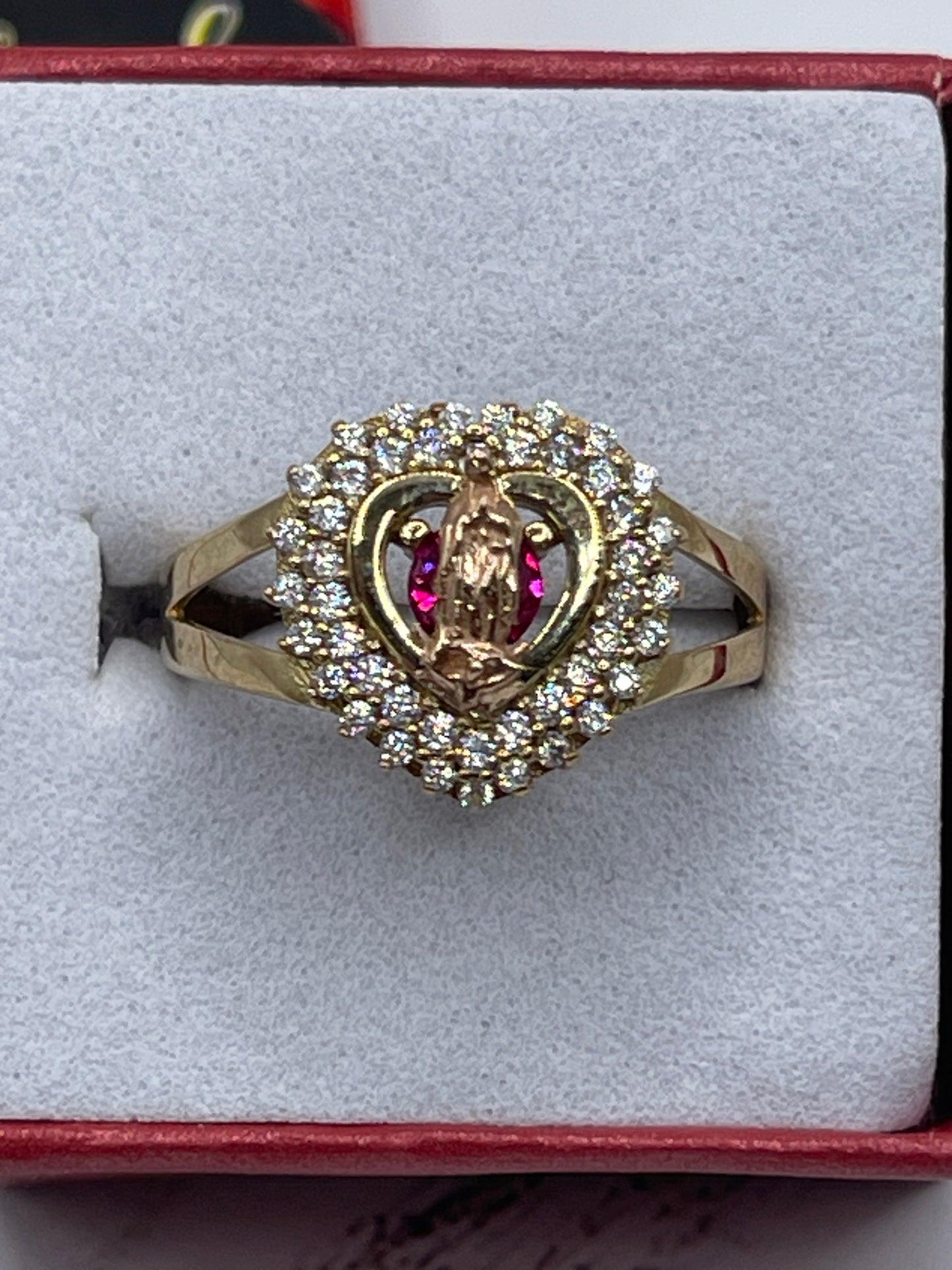 Virgen Heart Cz Ring 10k