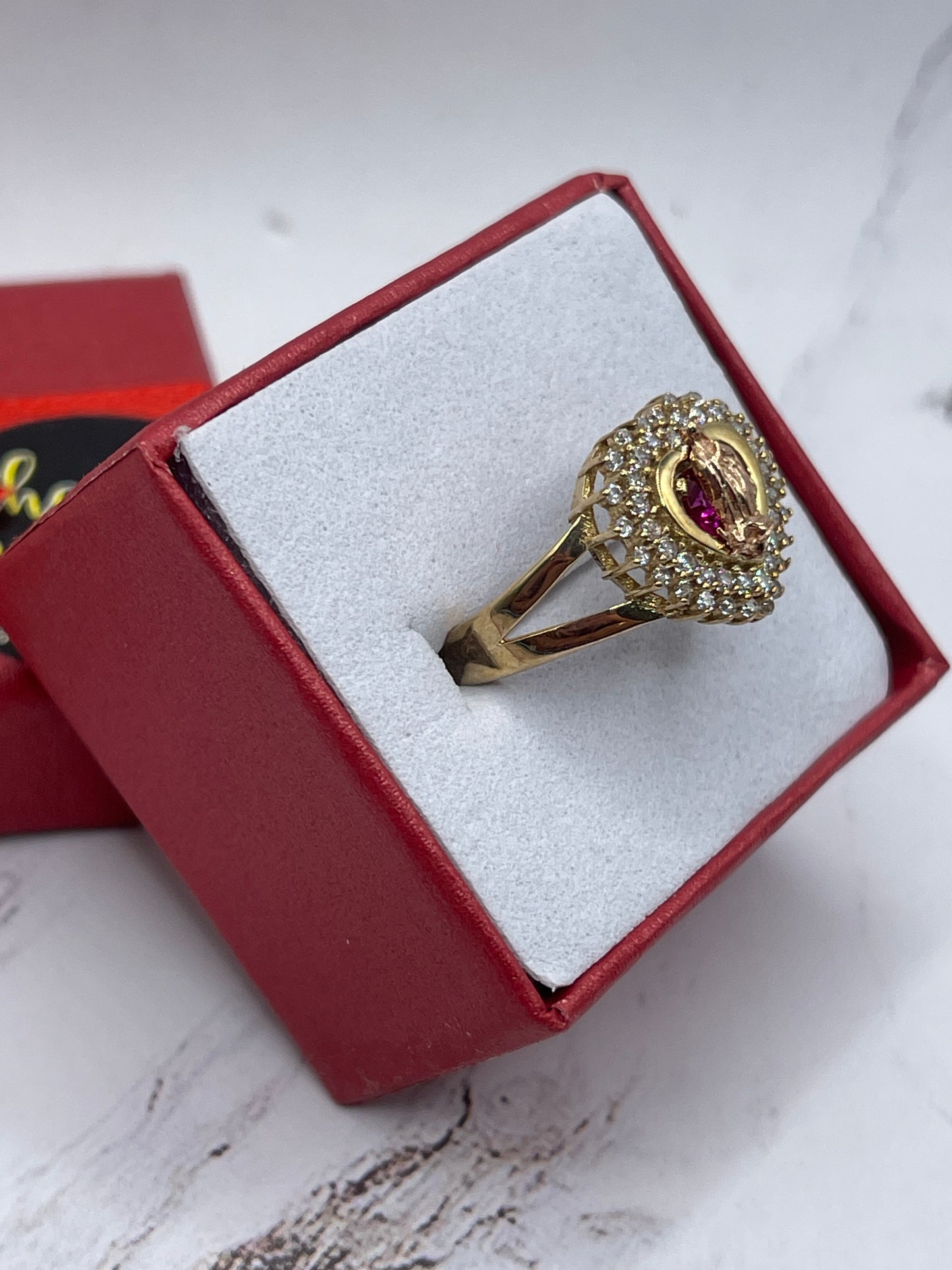 Virgen Heart Cz Ring 10k