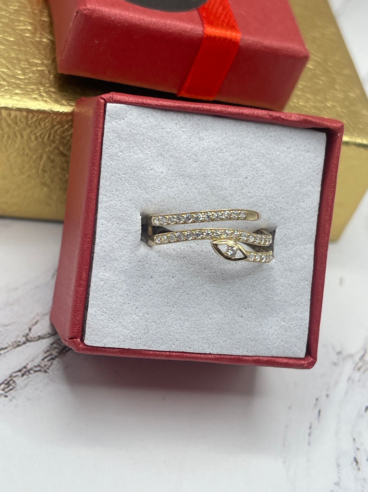 Cz Snake Ring 10k