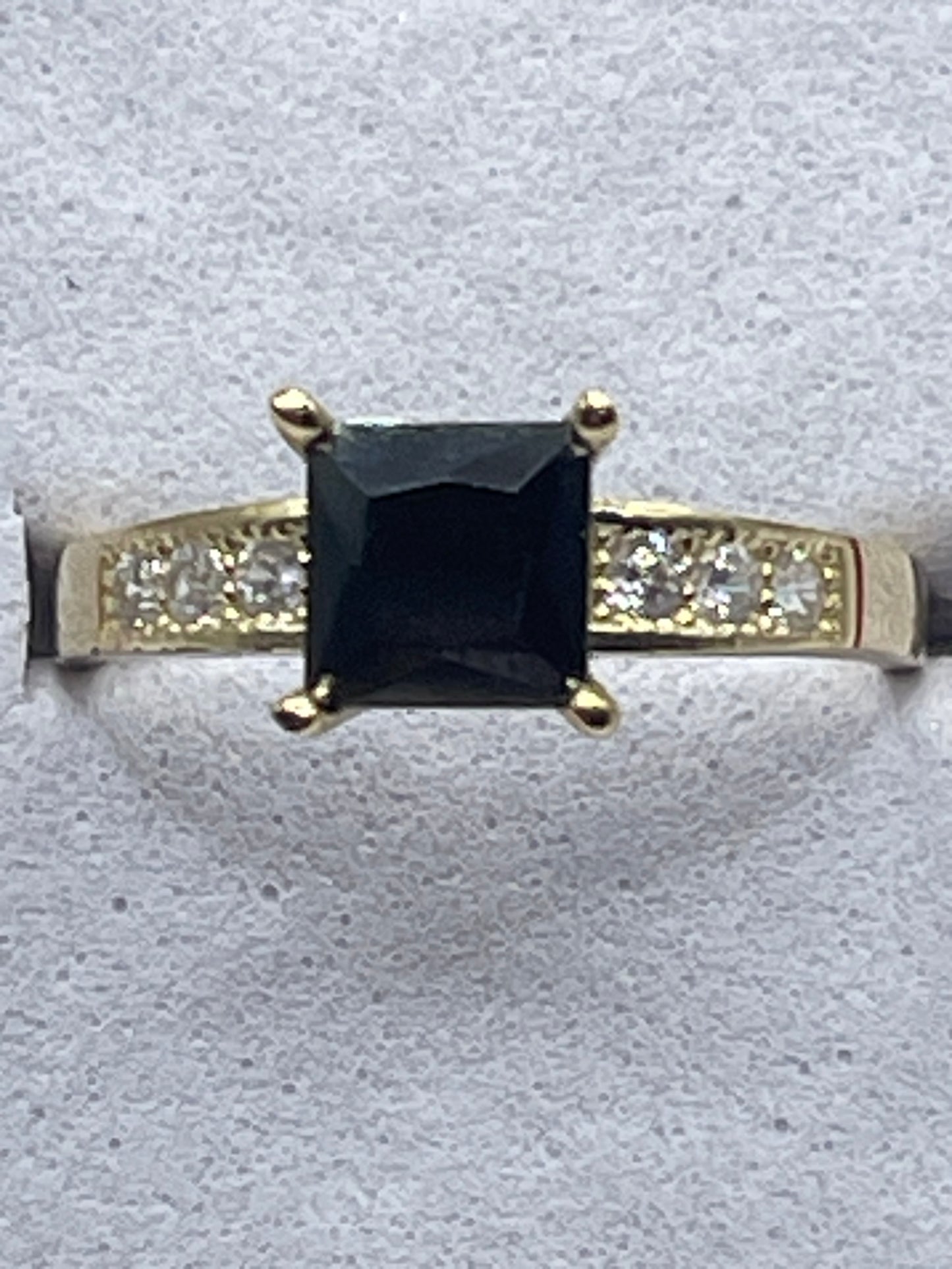 Black Cz Princess Ring 10k