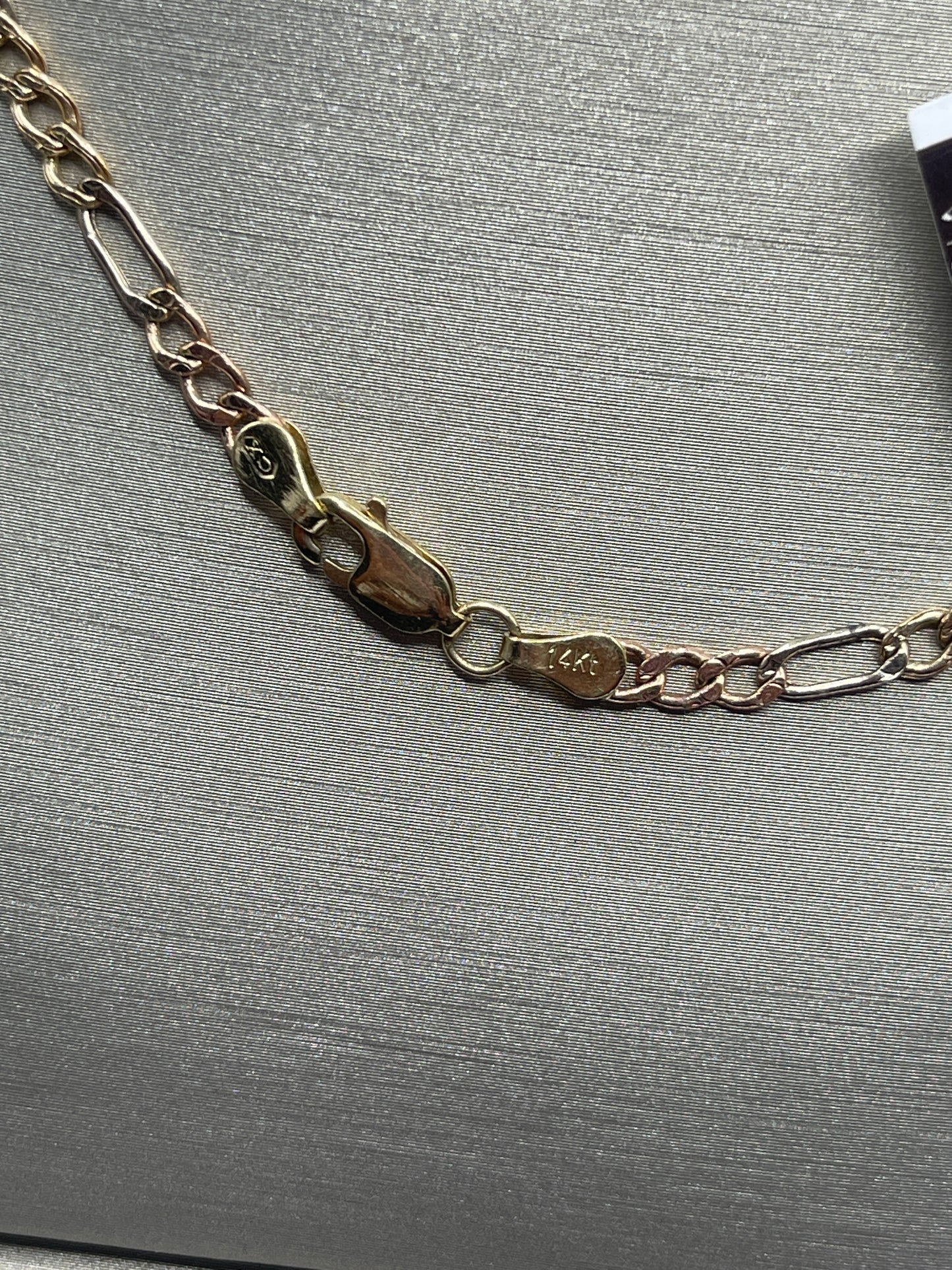 Figaro Tri Color Chain 14k