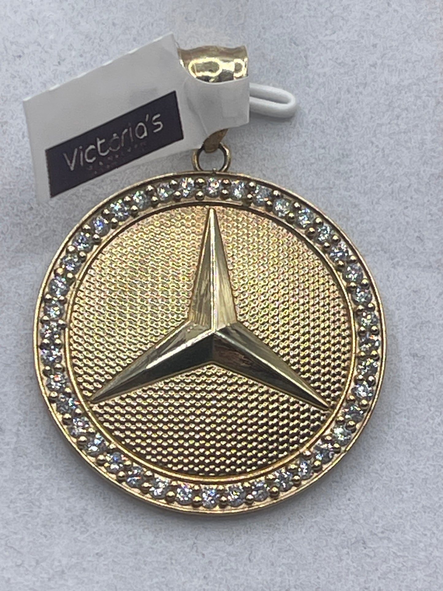 Mercedes Cz Medallion Pendent 10k