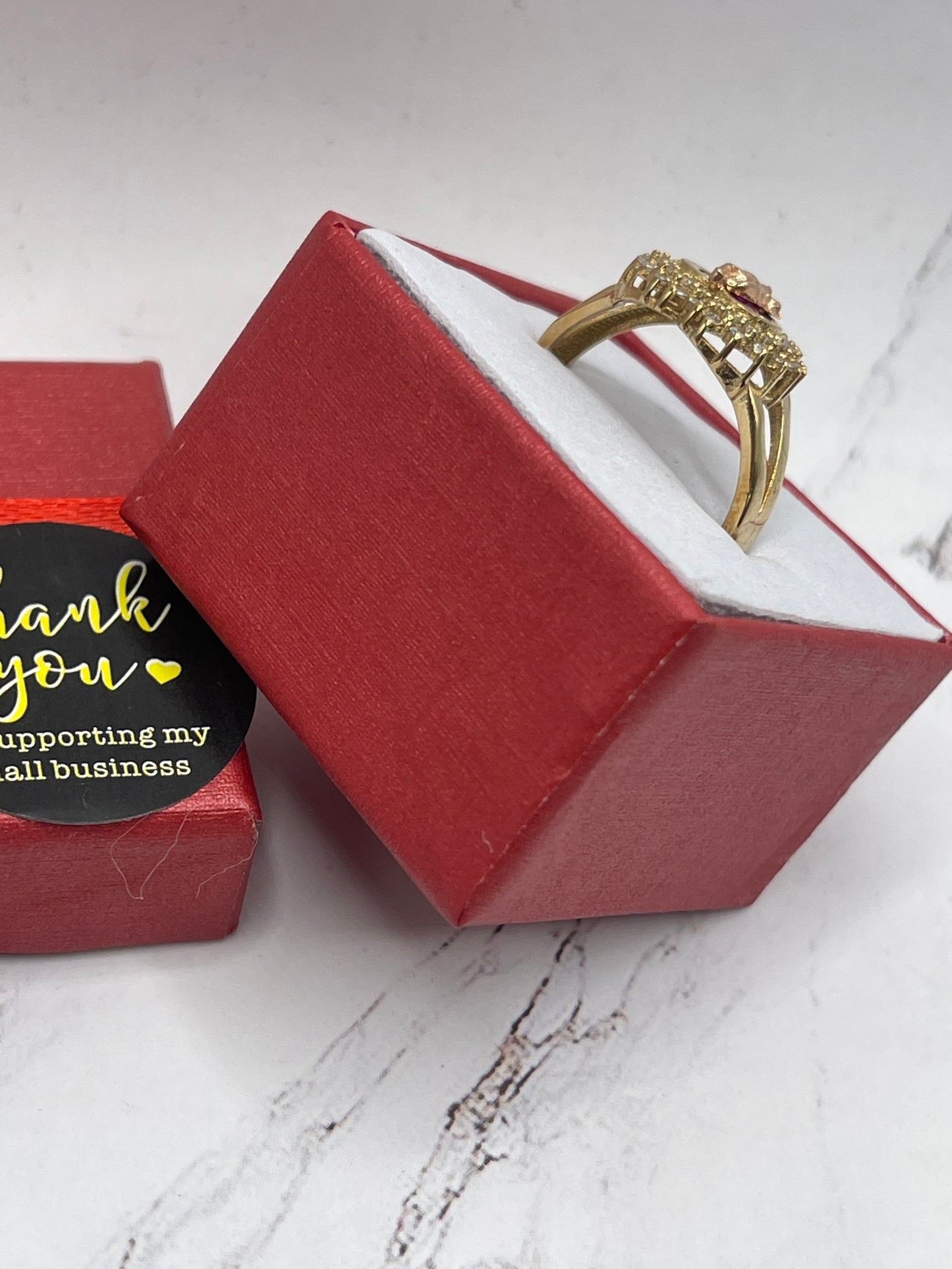 Virgen Heart Cz Ring 10k