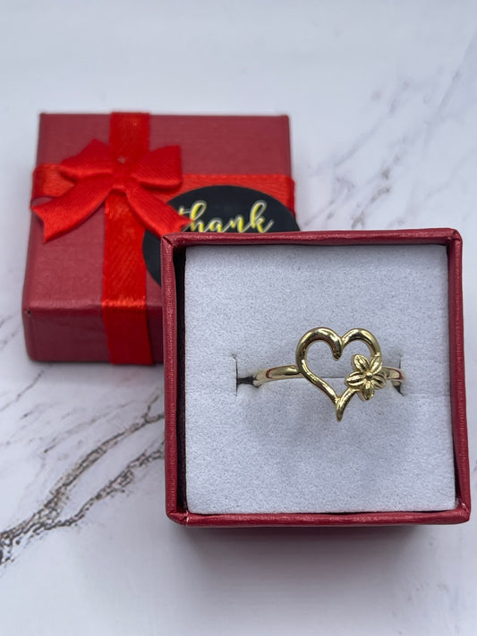 Heart  Flower Ring 10k